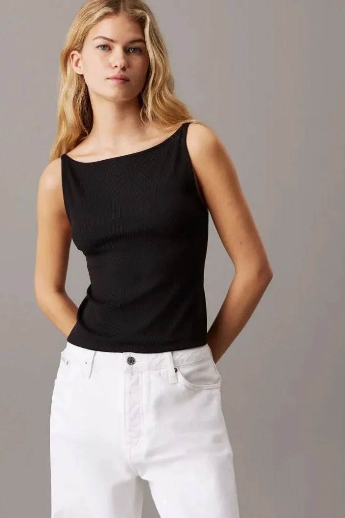 Logo Elastic Open Back Top - Calvin Klein